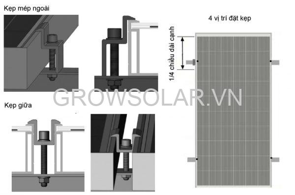 Cách lắp kẹp pin mặt trời hòa lưới áp mái