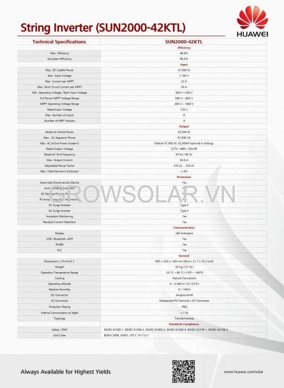 INVERTER HÒA LƯỚI HUAWEI 42KW