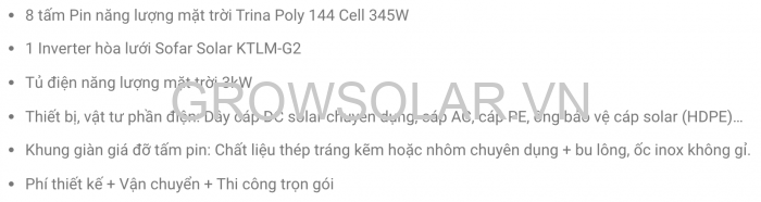 Vật tư lắp đặt hệ thống điện mặt trời 3kWp